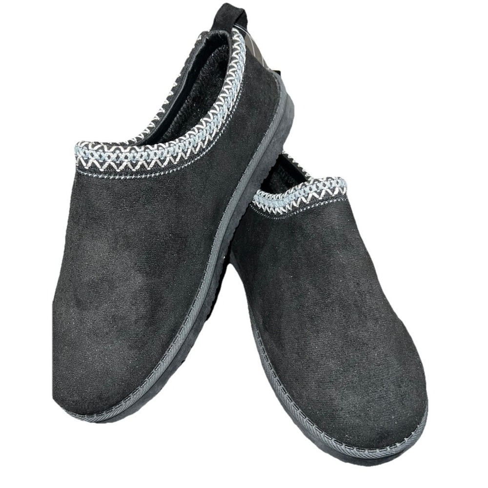 B5/10Men American Exchange Black Slippers Cozy Suede Comfort Size 8 M